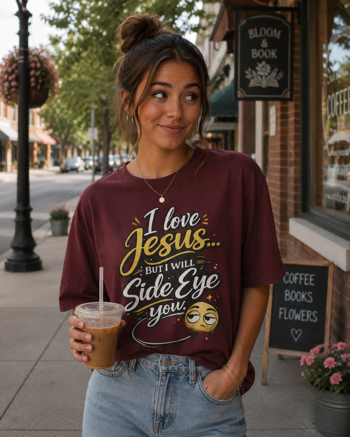 Christian Graphic Tee – "I Love Jesus... But I Will Side Eye You" Funny Faith T-Shirt
