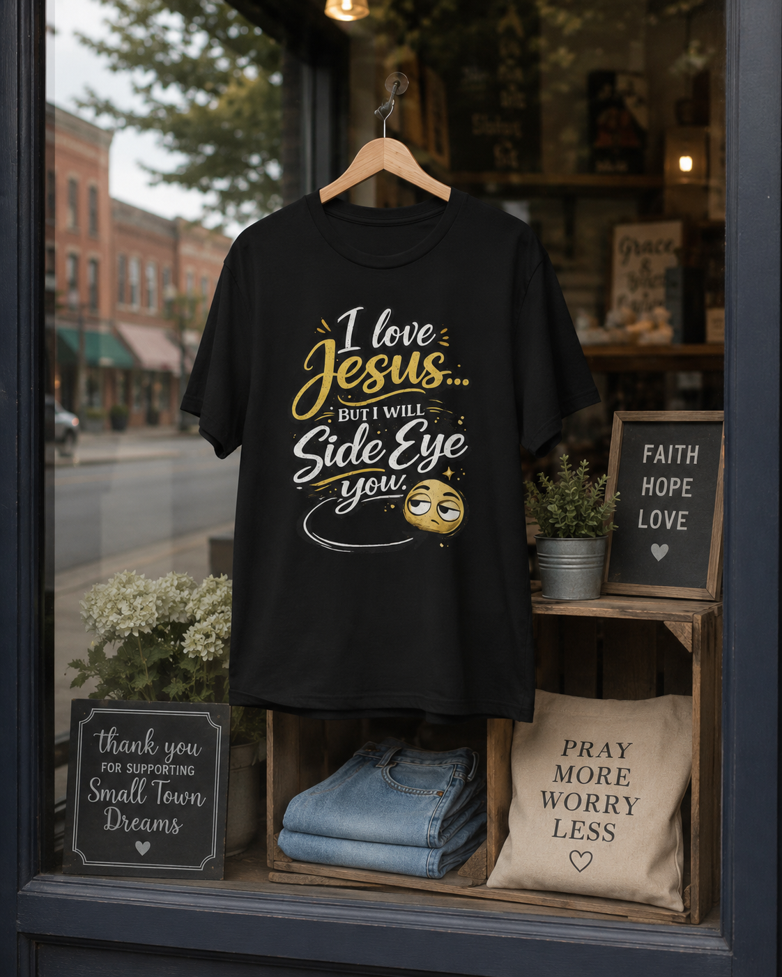 Christian Graphic Tee – "I Love Jesus... But I Will Side Eye You" Funny Faith T-Shirt